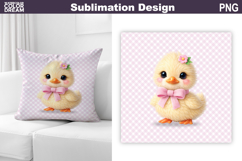 Cute Duckling Pillow Design | Pastel Baby Animal Sublimation Product Image 1