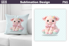Cute Pastel Pig Pillow | Nursery Sublimation Product Image 1