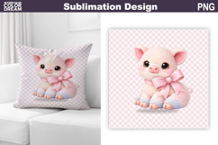 Cute Pastel Pig Pillow | Nursery Sublimation Product Image 1