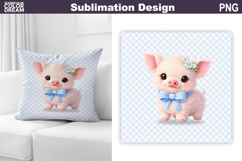 Cute Pastel Pig Pillow | Nursery Sublimation Product Image 1