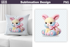 Cute Pastel Bunny Pillow | Nursery Sublimation Product Image 1
