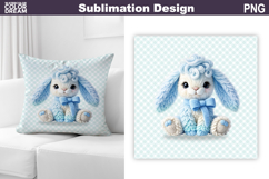 Cute Pastel Bunny Pillow | Nursery Sublimation Product Image 1