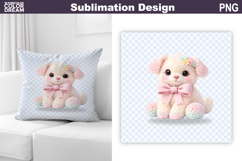 Cute Pastel Puppy Pillow | Nursery Sublimation Product Image 1
