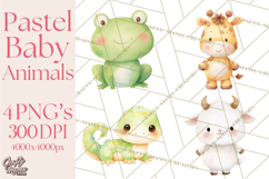 Watercolor Baby Animals, Cute Kawaii Forest Zoo Farm Ocean Product Image 1