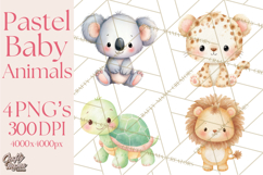 Watercolor Baby Animals, Cute Kawaii Forest Zoo Farm Ocean Product Image 1
