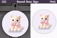 Coquette Baby Kitten Round Door Sign | Pastel Nursery PNG Product Image 1