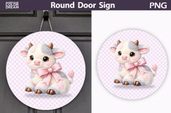 Coquette Baby Calf Round Door Sign | Pastel Nursery PNG Product Image 1