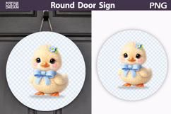 Coquette Baby Duck Round Door Sign | Blue Nursery PNG Product Image 1