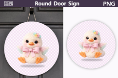 Coquette Baby Duck Round Door Sign | Pink Nursery PNG Product Image 1