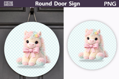 Coquette Baby Pony Round Door Sign | Pastel Nursery PNG Product Image 1