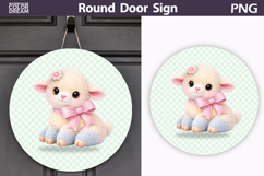 Coquette Baby Lamb Round Door Sign | Pastel Nursery PNG Product Image 1