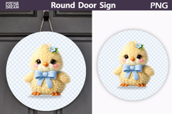Coquette Baby Chick Round Door Sign | Blue Gingham PNG Product Image 1