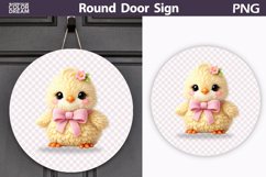 Coquette Baby Chick Round Door Sign | Pink Gingham PNG Product Image 1