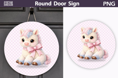 Coquette Baby Pony Round Door Sign | Pastel Horse PNG Product Image 1