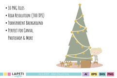 Tender pastel Christmas illustrations for children, featuring gifts, letters, and cozy holiday details.