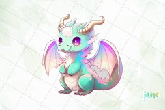 Pastel Baby Dragon Watercolor Sublimation Clipart Product Image 3