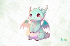 Pastel Baby Dragon Watercolor Sublimation Clipart Product Image 4