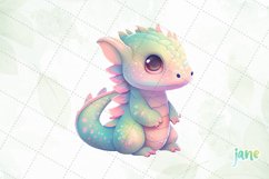 Pastel Baby Dragon Watercolor Sublimation Clipart Product Image 5
