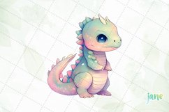 Pastel Baby Dragon Watercolor Sublimation Clipart Product Image 7