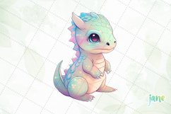 Pastel Baby Dragon Watercolor Sublimation Clipart Product Image 8
