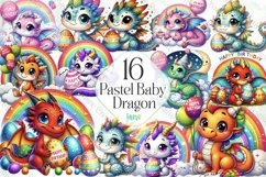 Pastel Baby Dragon Sublimation Clipart Product Image 1