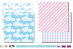 Pastel blue and pink plaid digital paper for scrapbooking