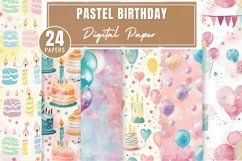 Pastel Birthday Digital Paper Bundle Product Image 1