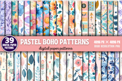Pastel Boho Digital Paper Patterns Bundle PNG Product Image 1