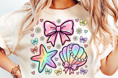 pastel bow png, starfish seashell png, summer coastal png, coastal sublimation, seashell shirt design, beach bow design, ocean lover gift, pastel beach png, starfish design png, coastal t shirt png