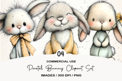 Pastel Bunny Clipart Set Product Image 1