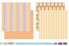 Pattern of pastel candy in orange and purple for Halloween DIY crafts