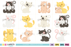pastel cat graphics with kawaii style