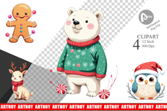 Pastel Christmas Character Clipart Product Image 1
