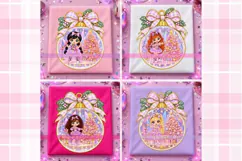 Pastel Christmas Girls PNG Chibi Ornament Designs Product Image 1