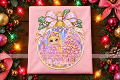 Pastel Christmas Girls PNG Chibi Ornament Designs Product Image 3