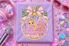 Pastel Christmas Girls PNG Chibi Ornament Designs Product Image 7