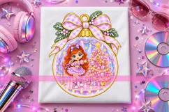Pastel Christmas Girls PNG Chibi Ornament Designs Product Image 9
