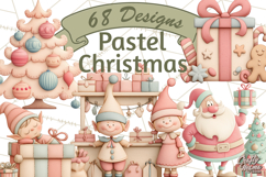Retro Pastel Santa Claus and Friends Christmas Clipart PNG Product Image 1
