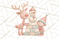 Retro Pastel Santa Claus and Friends Christmas Clipart PNG Product Image 5