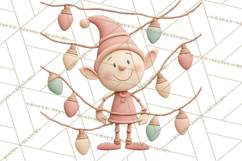 Retro Pastel Santa Claus and Friends Christmas Clipart PNG Product Image 2