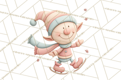Retro Pastel Santa Claus and Friends Christmas Clipart PNG Product Image 2