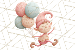 Retro Pastel Santa Claus and Friends Christmas Clipart PNG Product Image 3