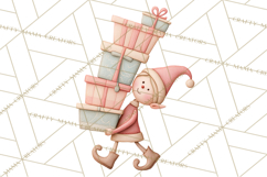 Retro Pastel Santa Claus and Friends Christmas Clipart PNG Product Image 5