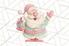 Retro Pastel Santa Claus and Friends Christmas Clipart PNG Product Image 3