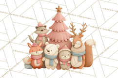 Retro Pastel Santa Claus and Friends Christmas Clipart PNG Product Image 5