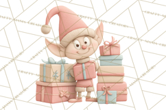 Retro Pastel Santa Claus and Friends Christmas Clipart PNG Product Image 3