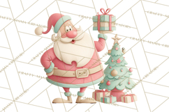 Retro Pastel Santa Claus and Friends Christmas Clipart PNG Product Image 2