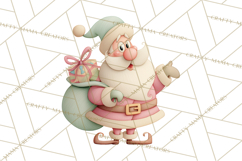 Retro Pastel Santa Claus and Friends Christmas Clipart PNG Product Image 3