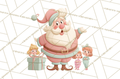 Retro Pastel Santa Claus and Friends Christmas Clipart PNG Product Image 4