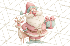 Retro Pastel Santa Claus and Friends Christmas Clipart PNG Product Image 4